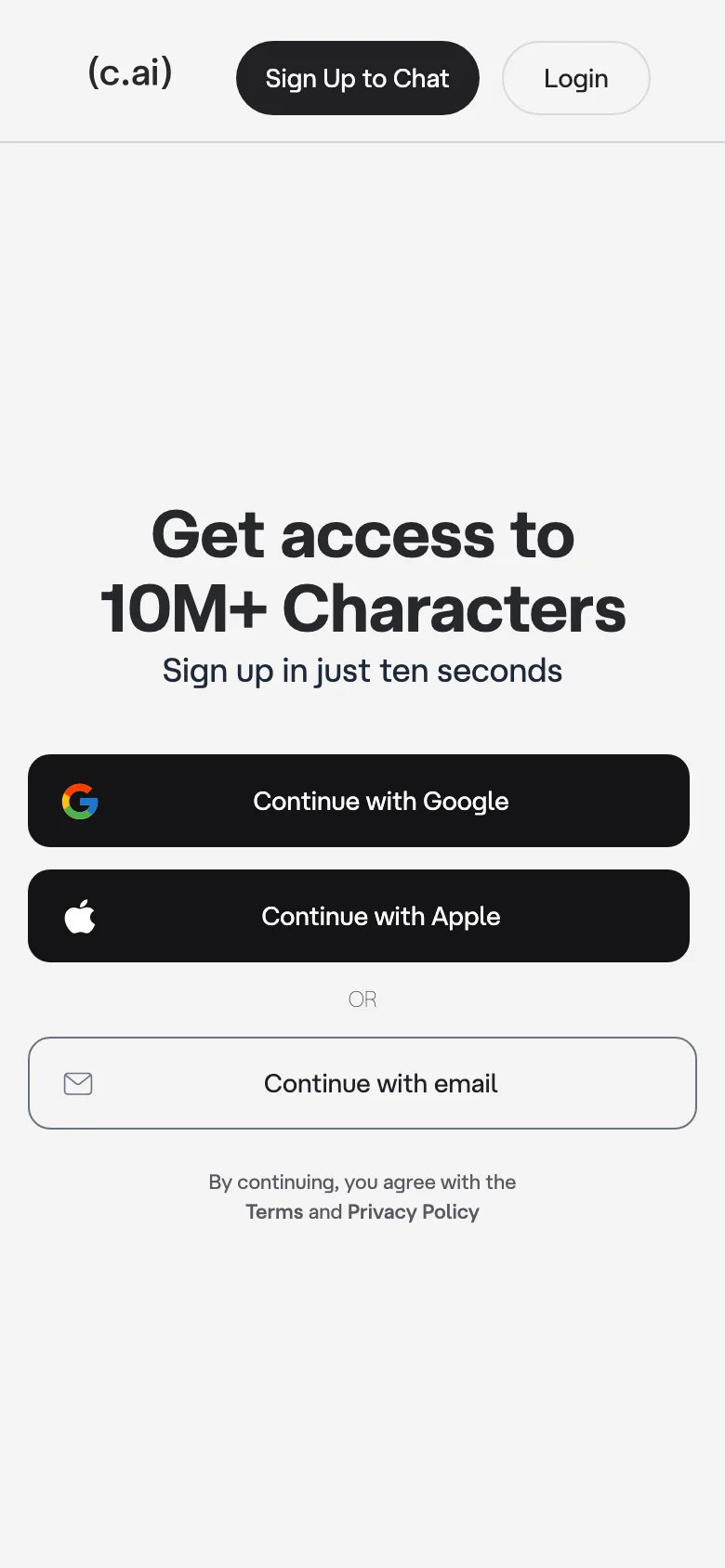 Character.ai — Mobile