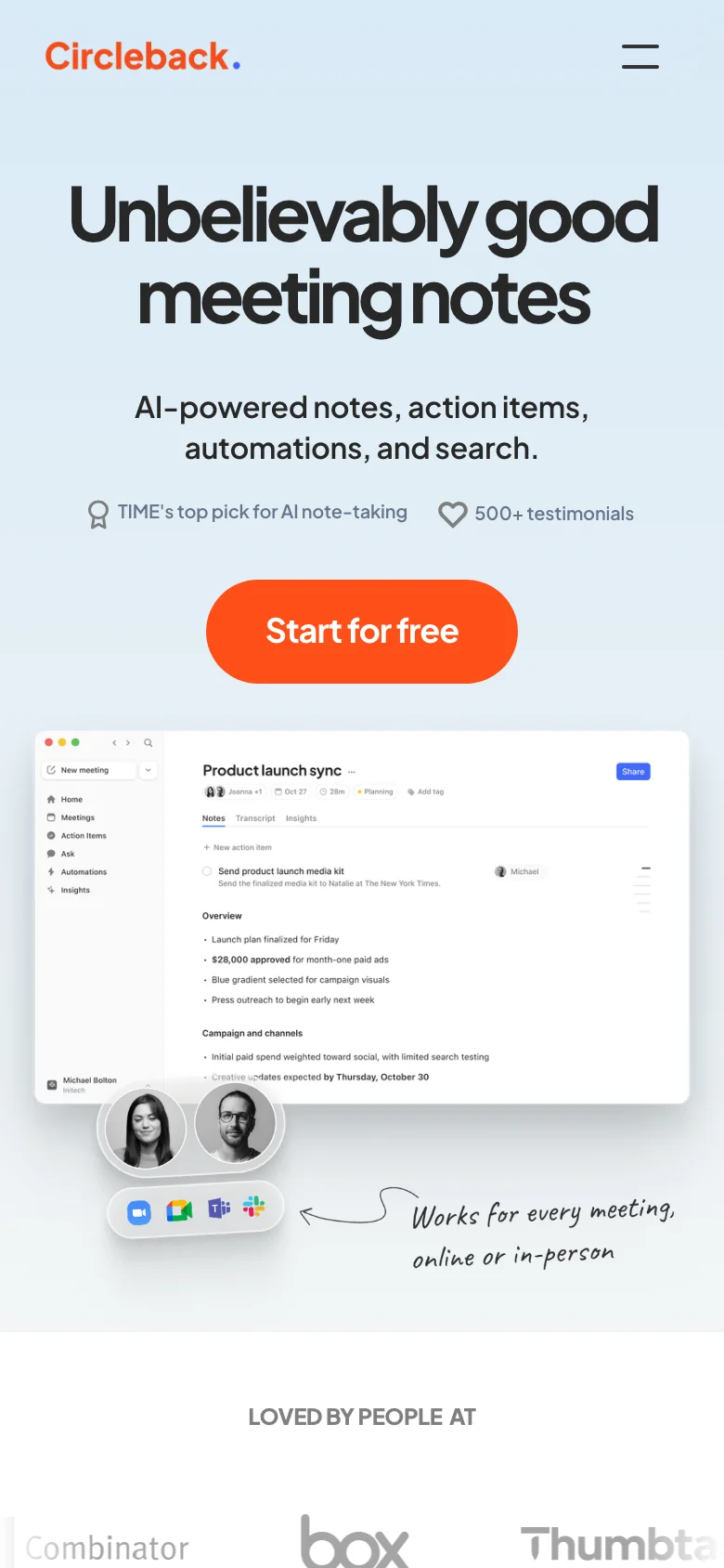 Circleback — الجوال