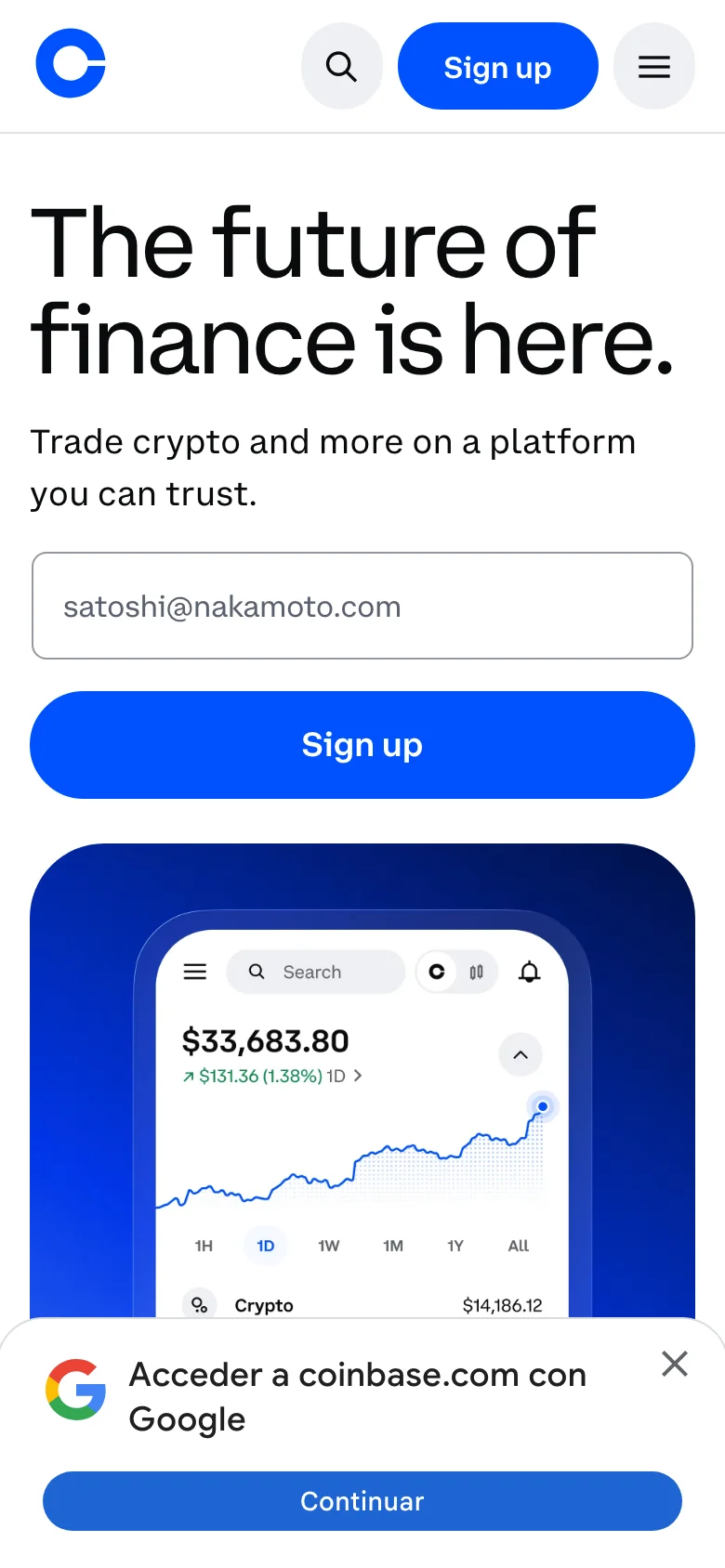 Coinbase — Móvil
