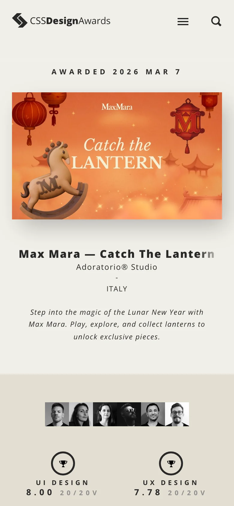 CSS Design Awards — Móvil