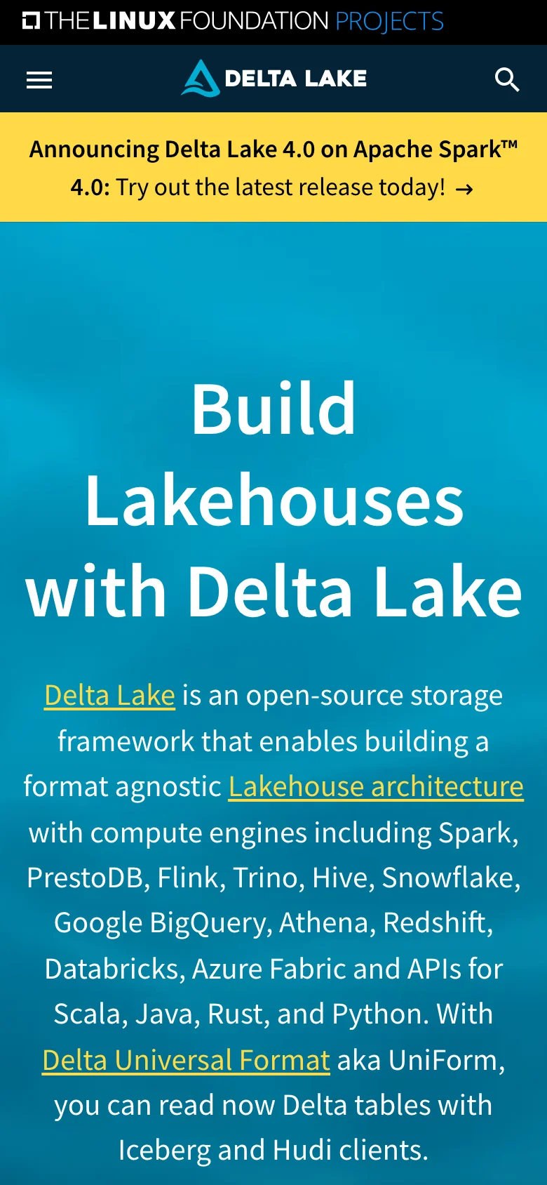 Delta Lake — Mobile
