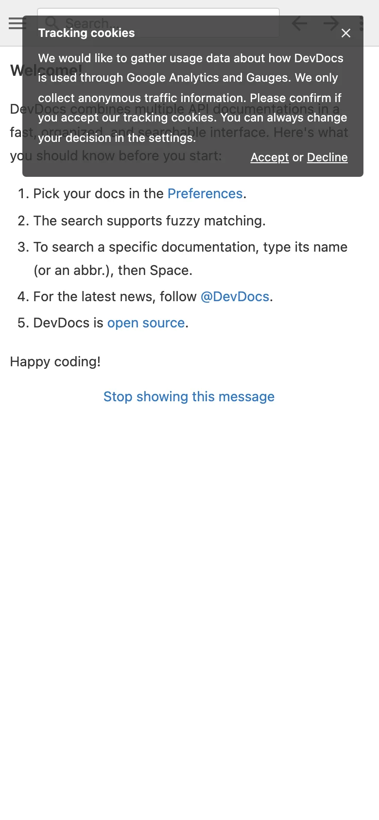 DevDocs — Mobile