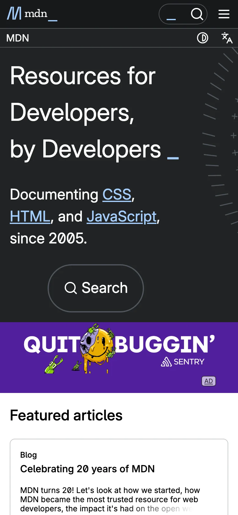 MDN Web Docs — Mobile