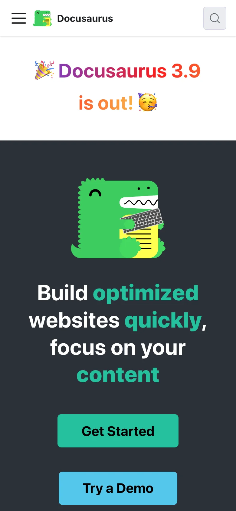 Docusaurus — Móvil