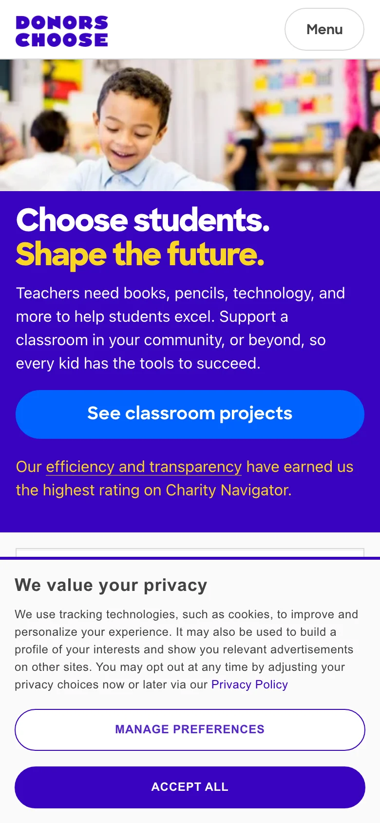 DonorsChoose — Mobile