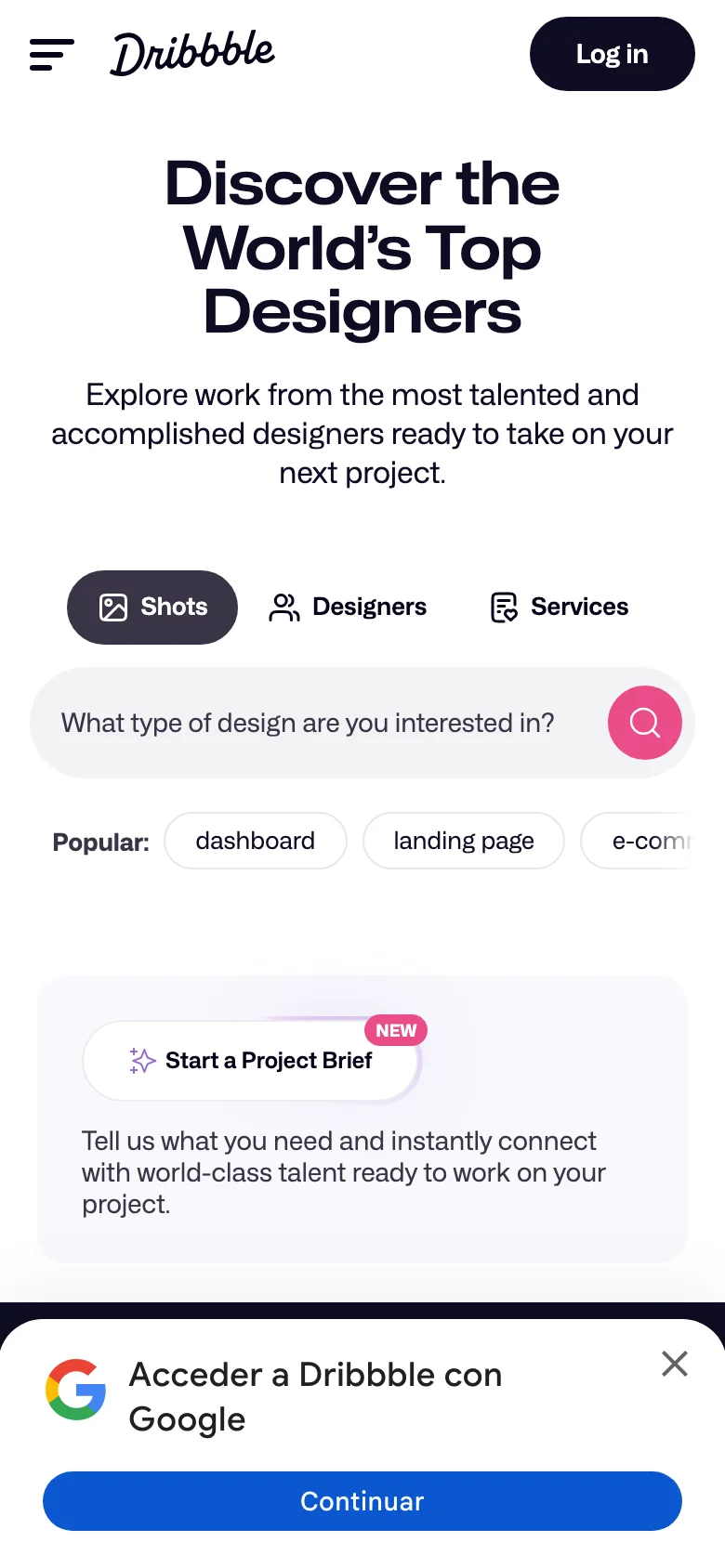 Dribbble — Móvil