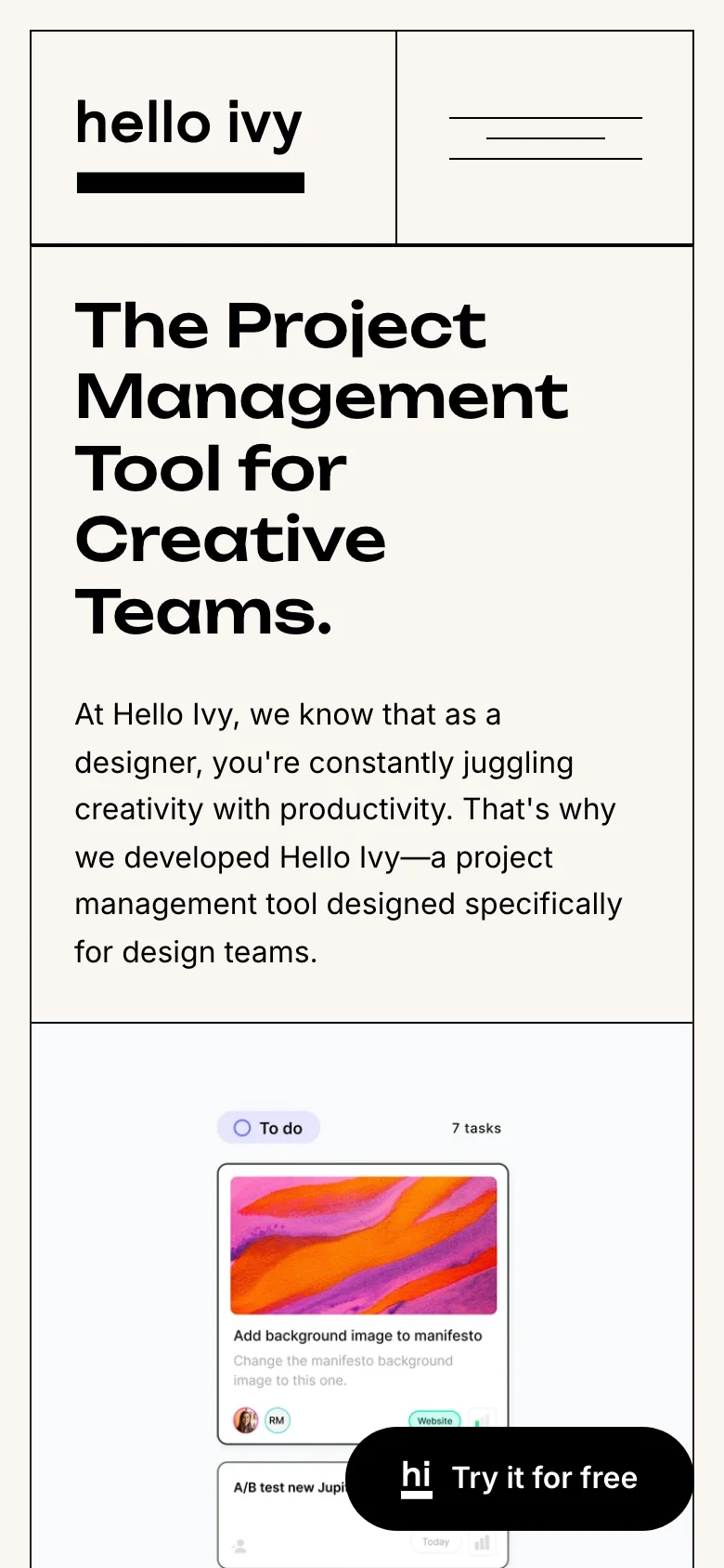 Hello Ivy — Mobile