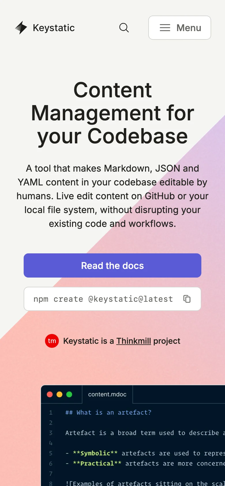 Keystatic — Mobile