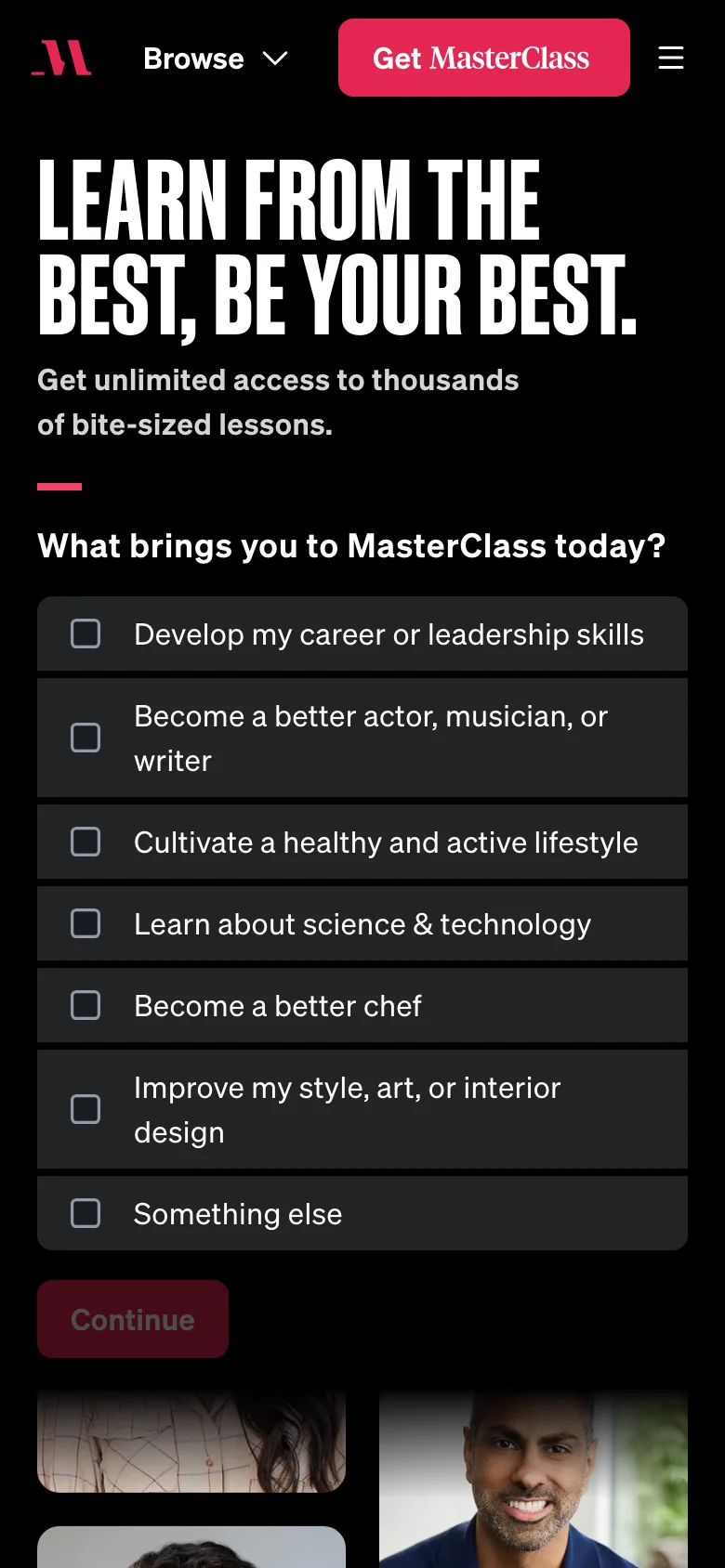 MasterClass — Mobile