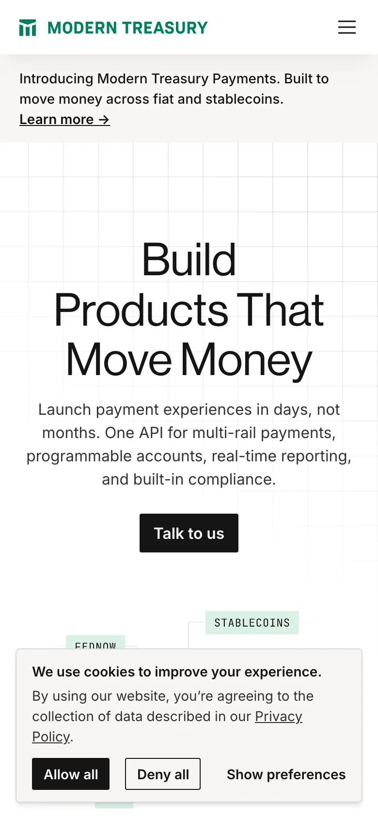 Modern Treasury — Móvil