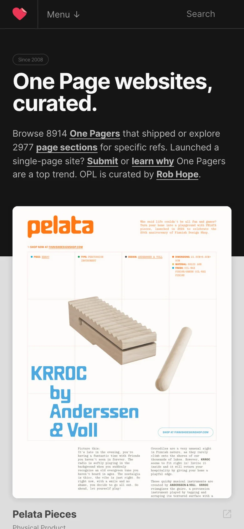 One Page Love — Móvil