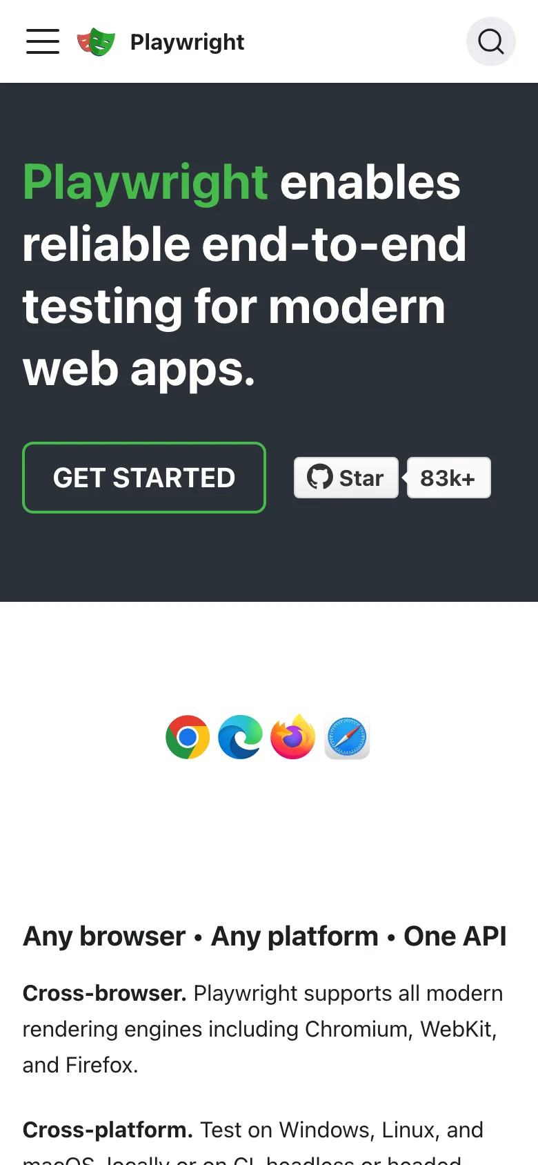 Playwright — Móvil