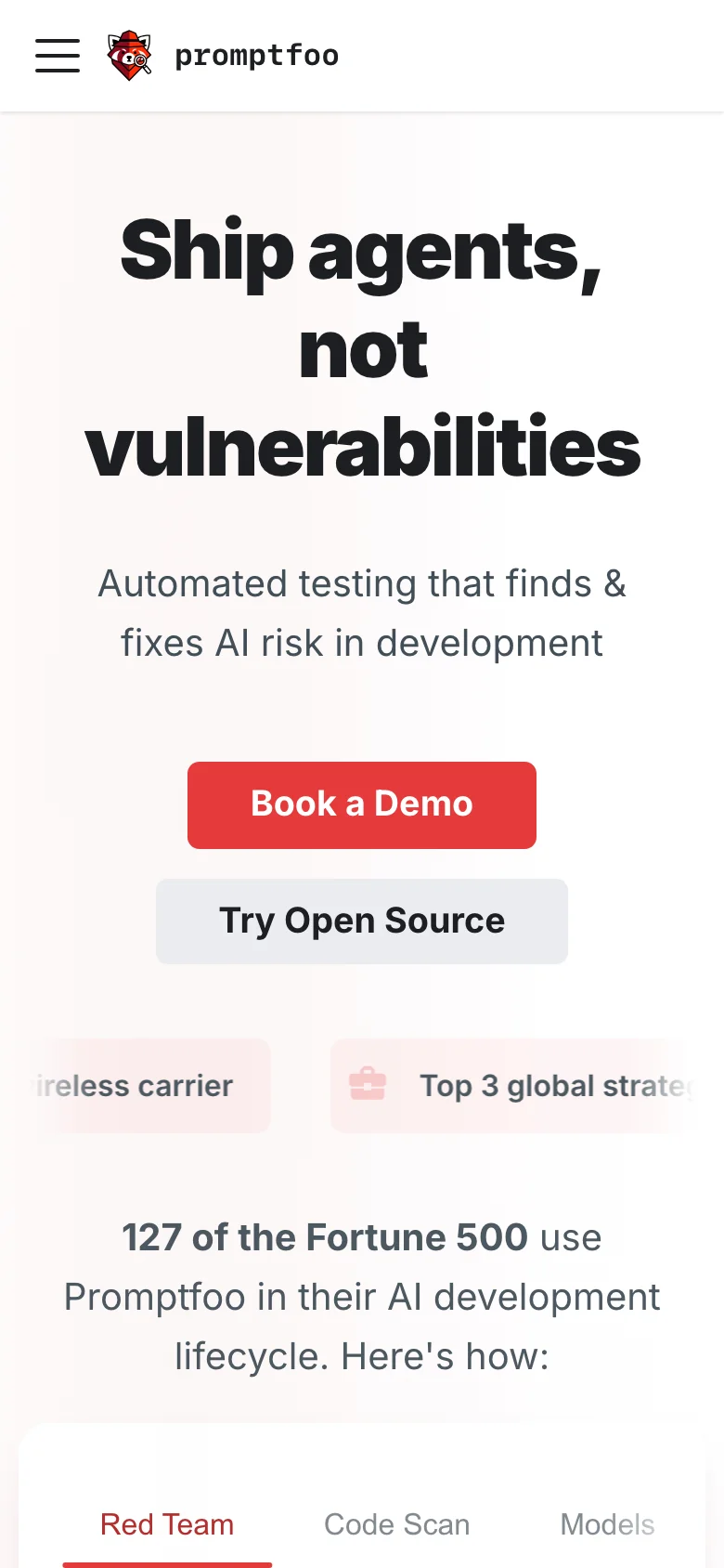Promptfoo — Móvil