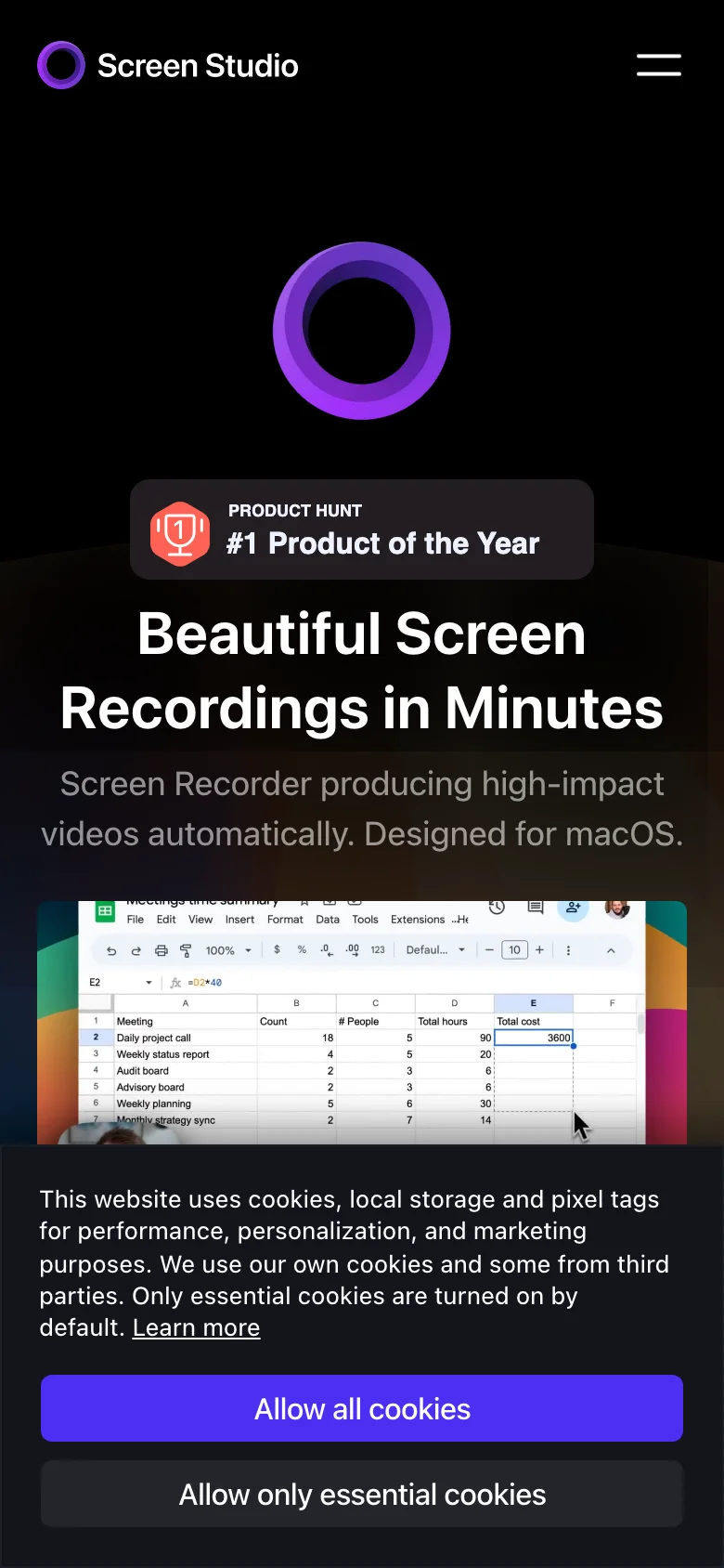 Screen Studio — Móvil