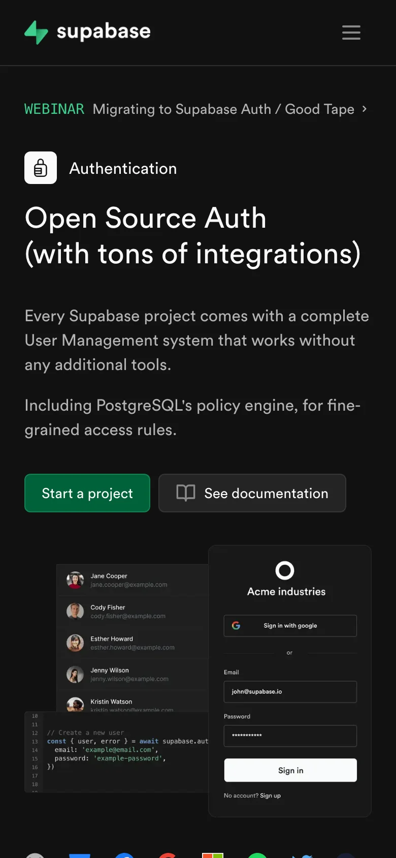 Supabase Auth — Mobile