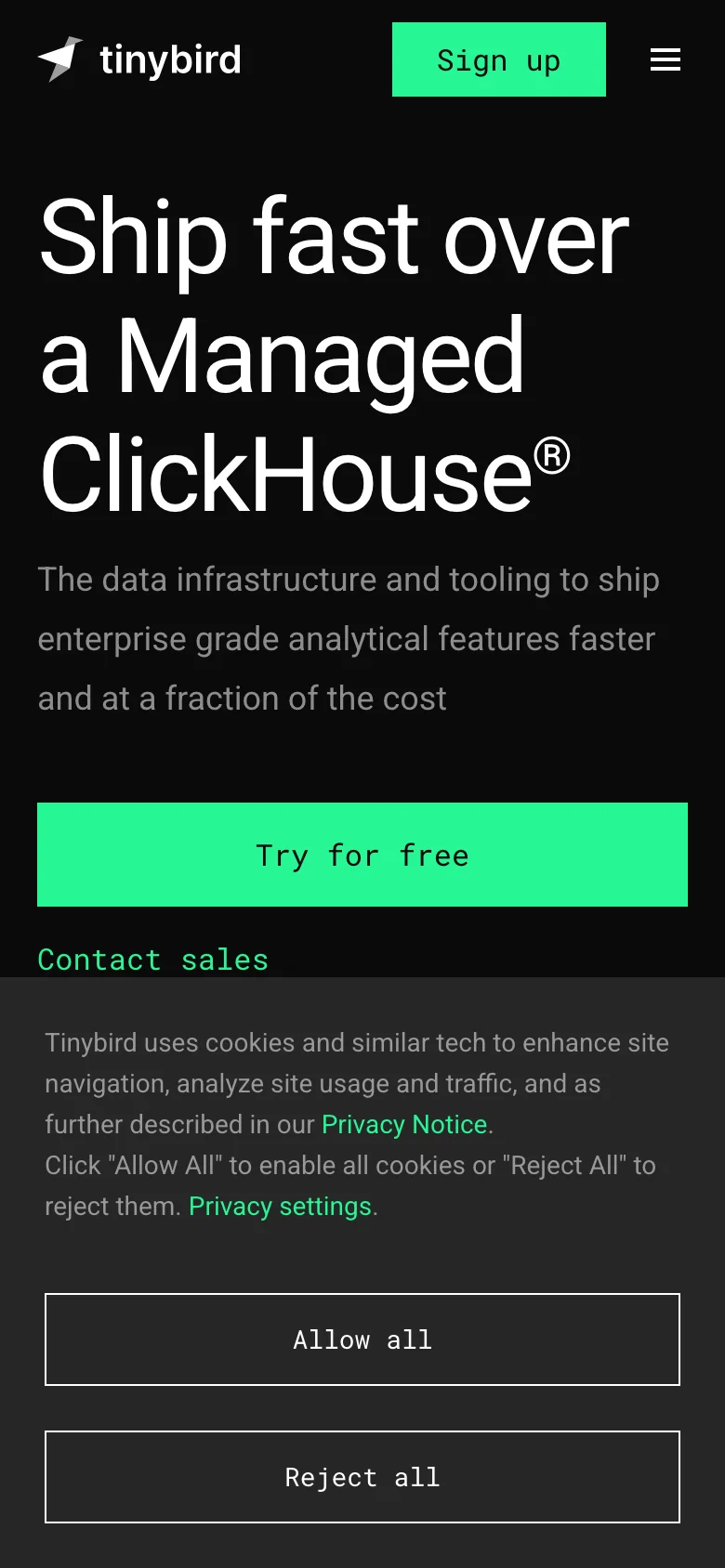 Tinybird — الجوال