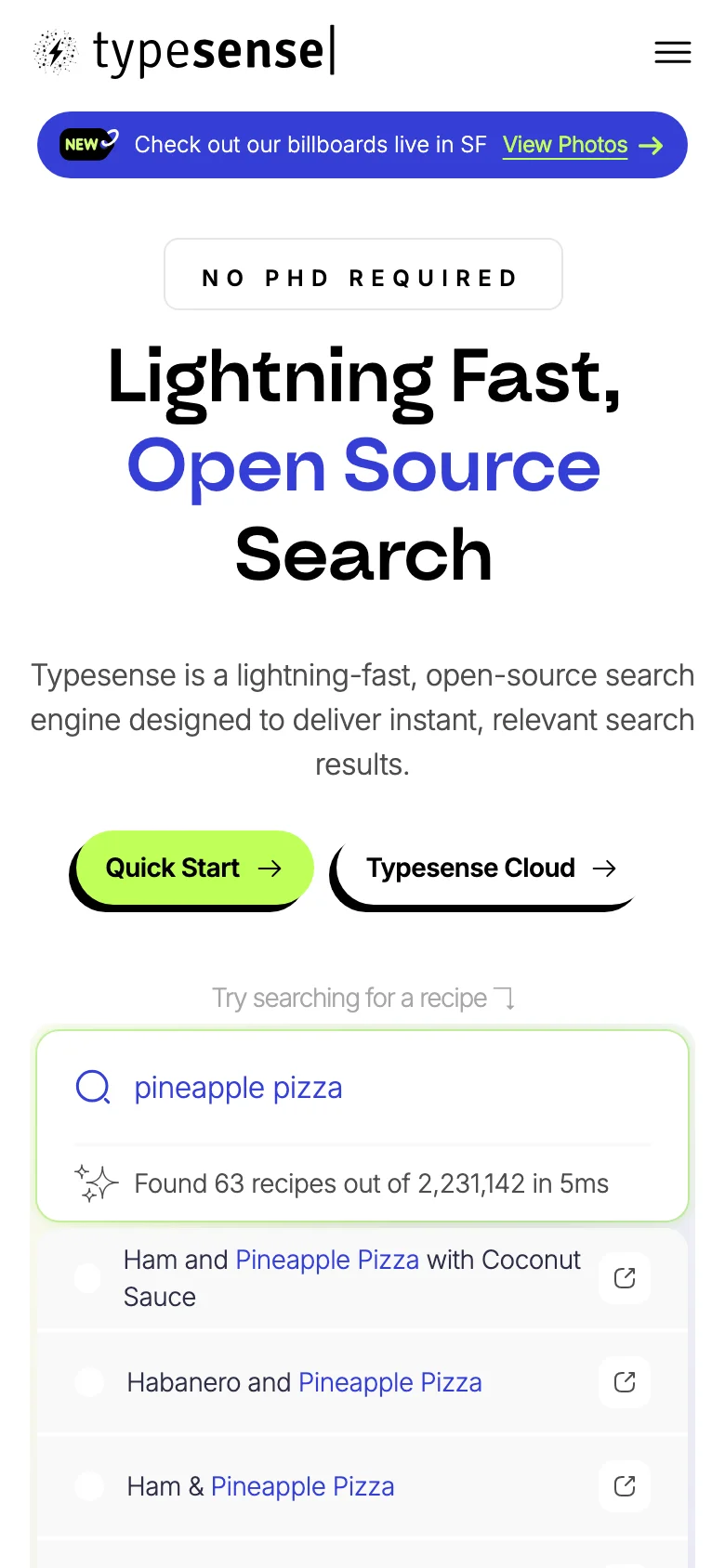 Typesense — Móvil