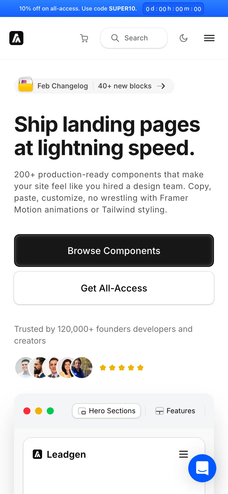 Aceternity UI — Móvil
