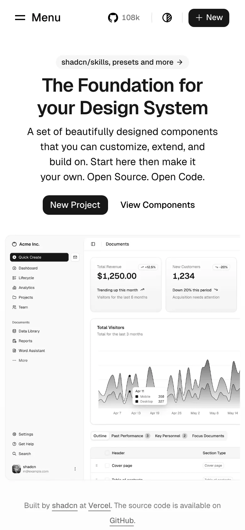 Shadcn UI — Móvil