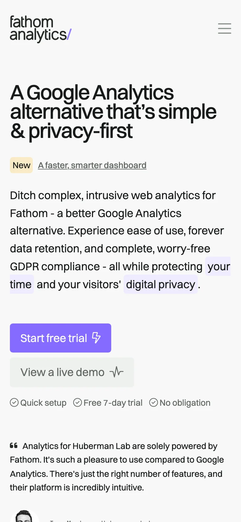 Fathom Analytics — Móvil