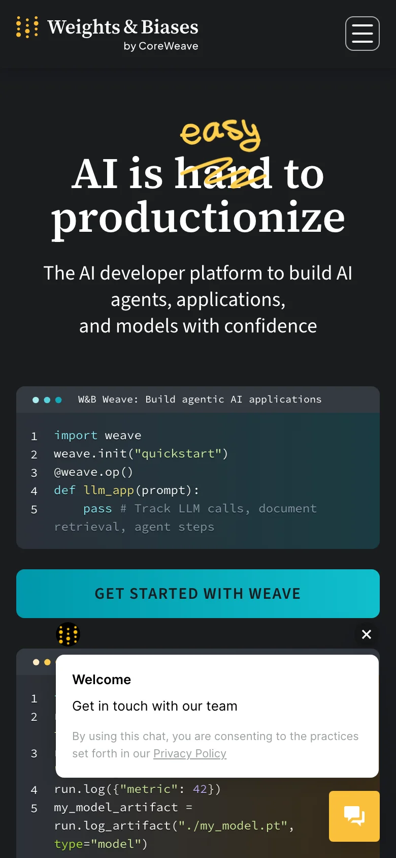 Weights & Biases — Móvil