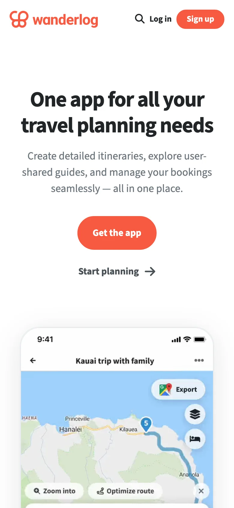 Wanderlog — Móvil
